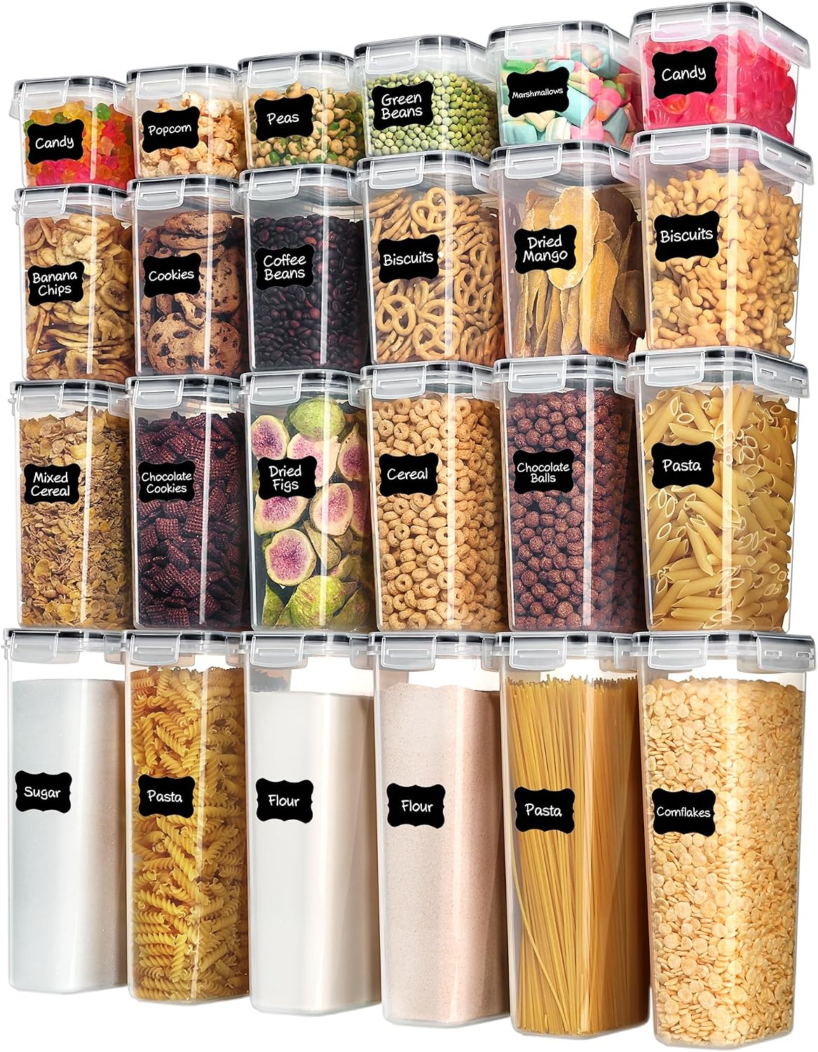 Snacks Food Labels - Vtopmart Airtight Food Storage Containers with