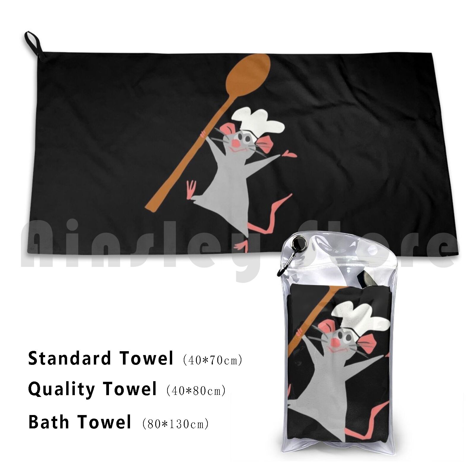 Quick Food Snacks - Chef Rat Bath Towel Beach Cushion