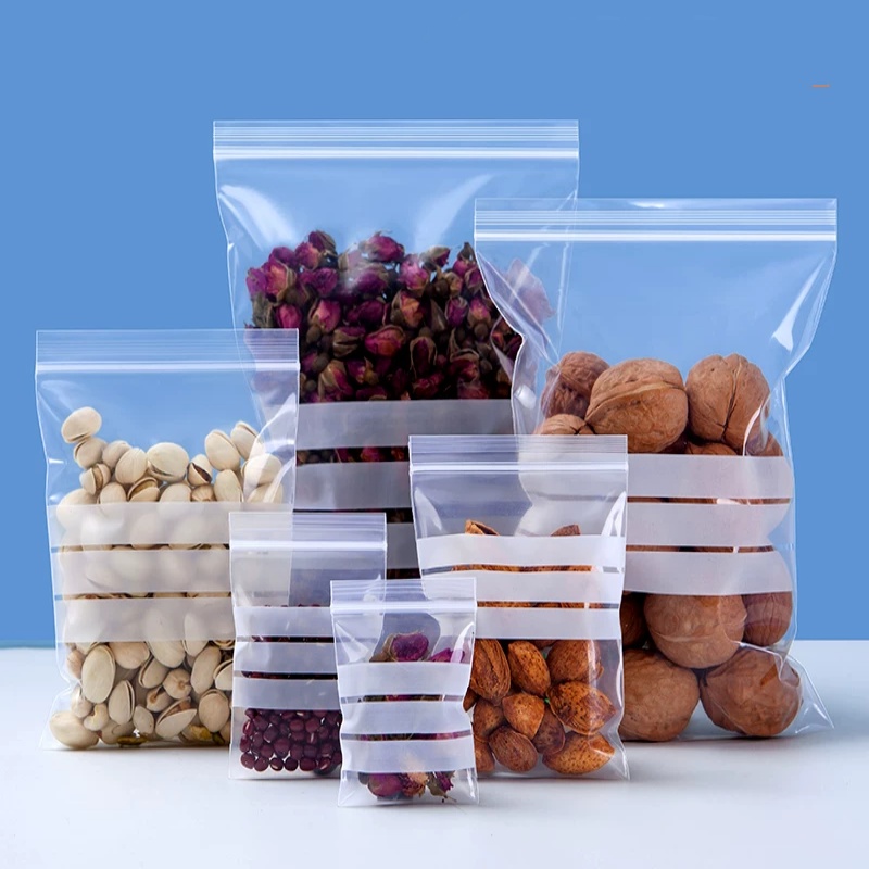 Snacks Food Labels - 200PCS Clear PE Writing Ziplock Packaging