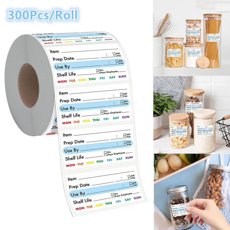 Snacks Food Labels - 300Pcs/Roll Kitchen Date Food Sticker Label