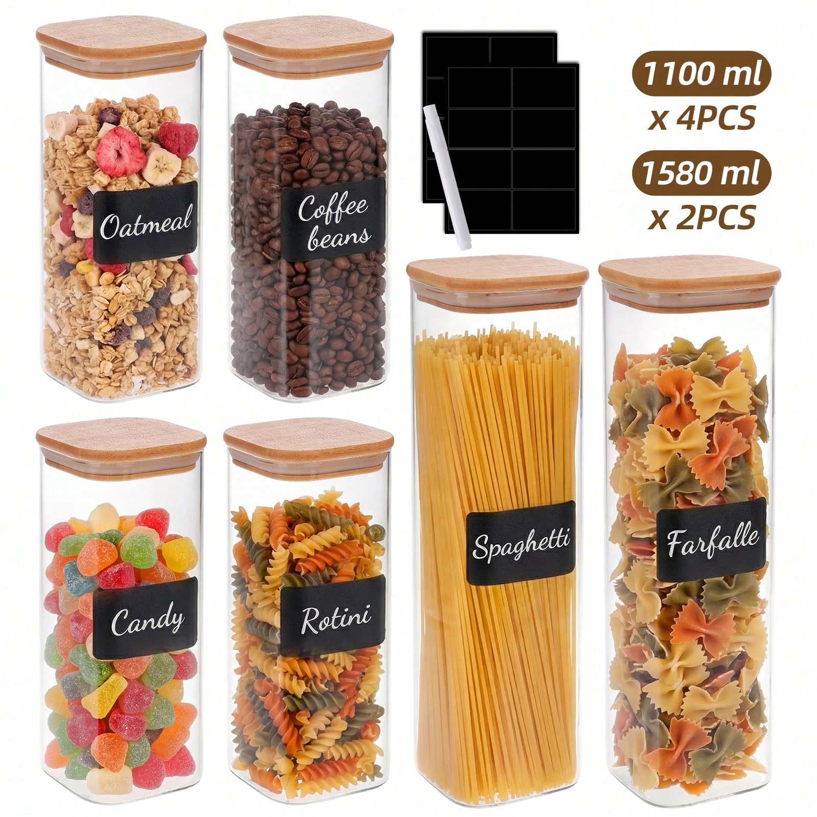 Snacks Food Labels - Glass Food Storage Containers With Airtight