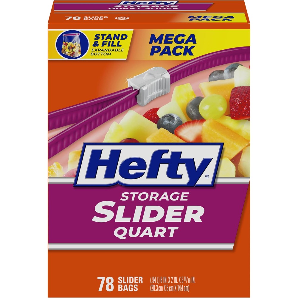 Snacks Food Labels - 78 Count Quart Slider Storage Pouches