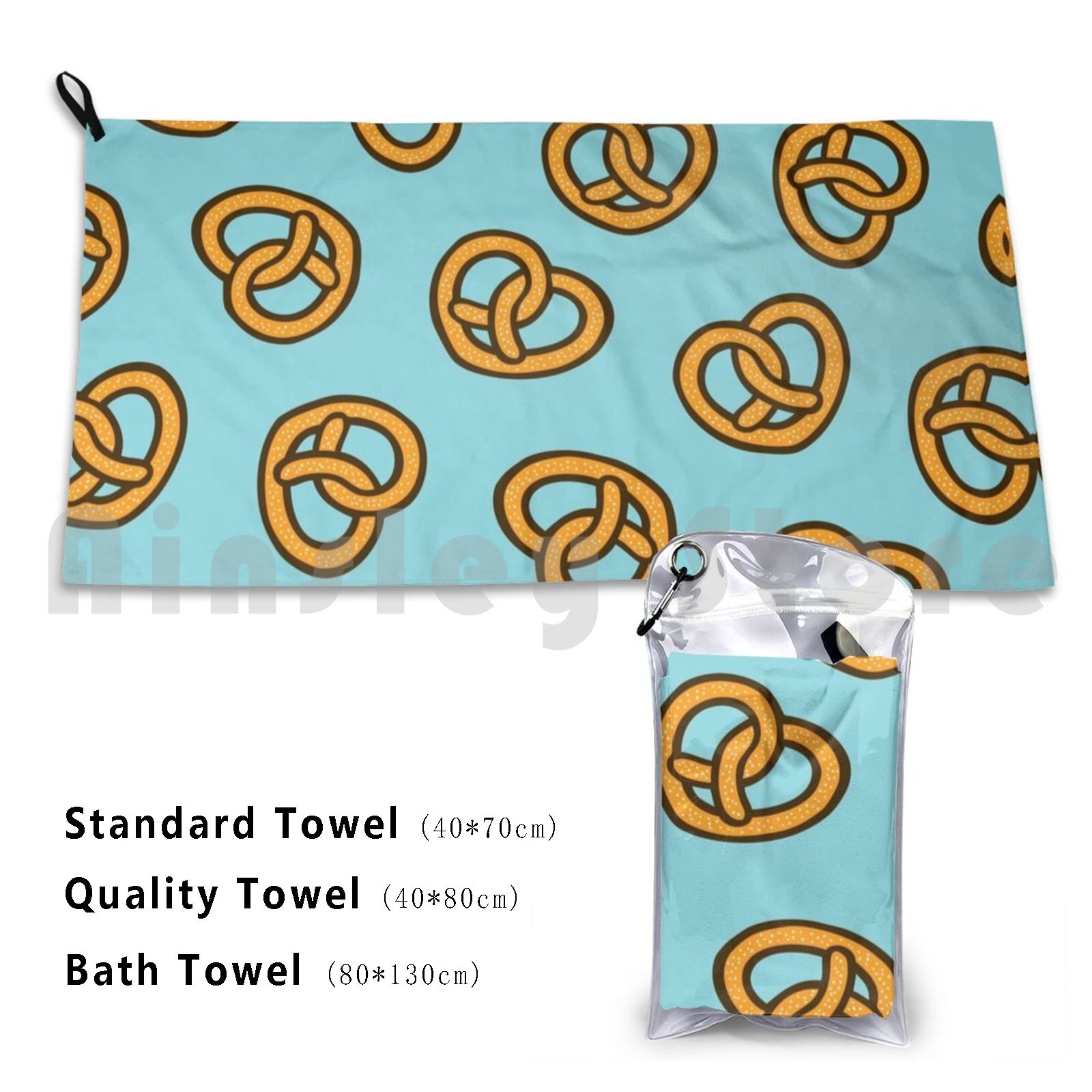 Quick Food Snacks - I Heart Pretzels Pattern Beach Towel