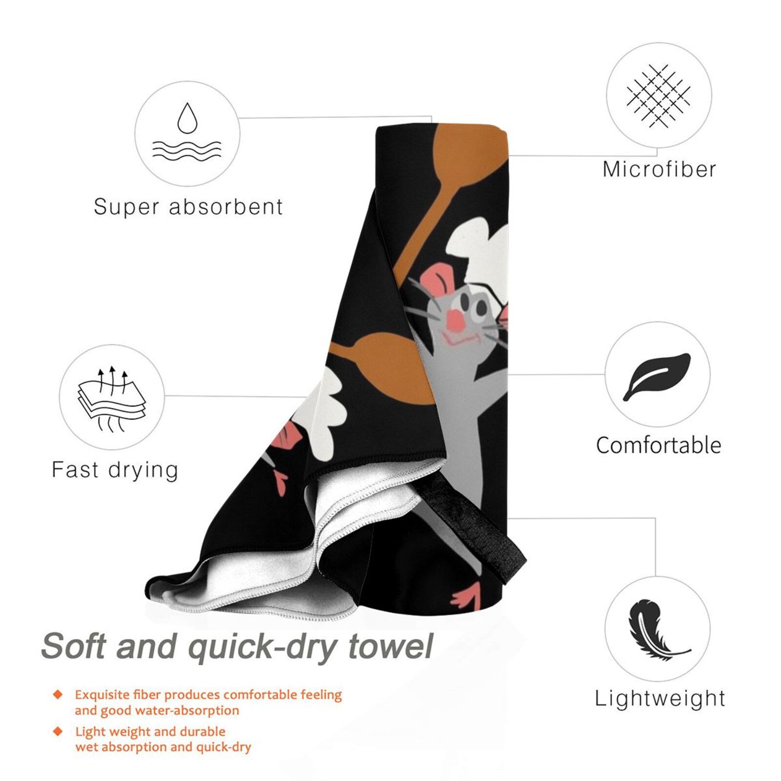 Chef Rat Bath Towel Beach Cush - Quick Food Snacks review and price