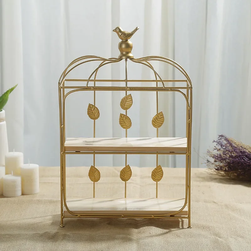 -Double Birdcage Wooden Desser - Food Snacks With Iron review and price