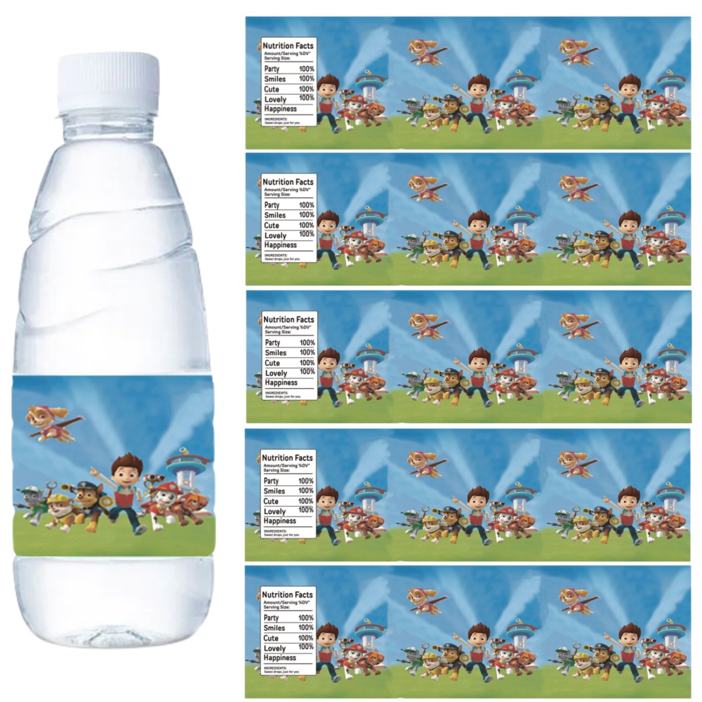 Paw Patrol Water Bottle Labels - Candy Sour Strip review and price