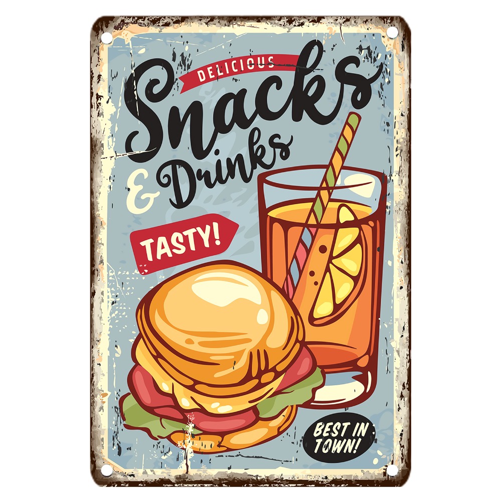 Vintage Food Metal Sign, 12x8  - Food Snacks With Iron review and price